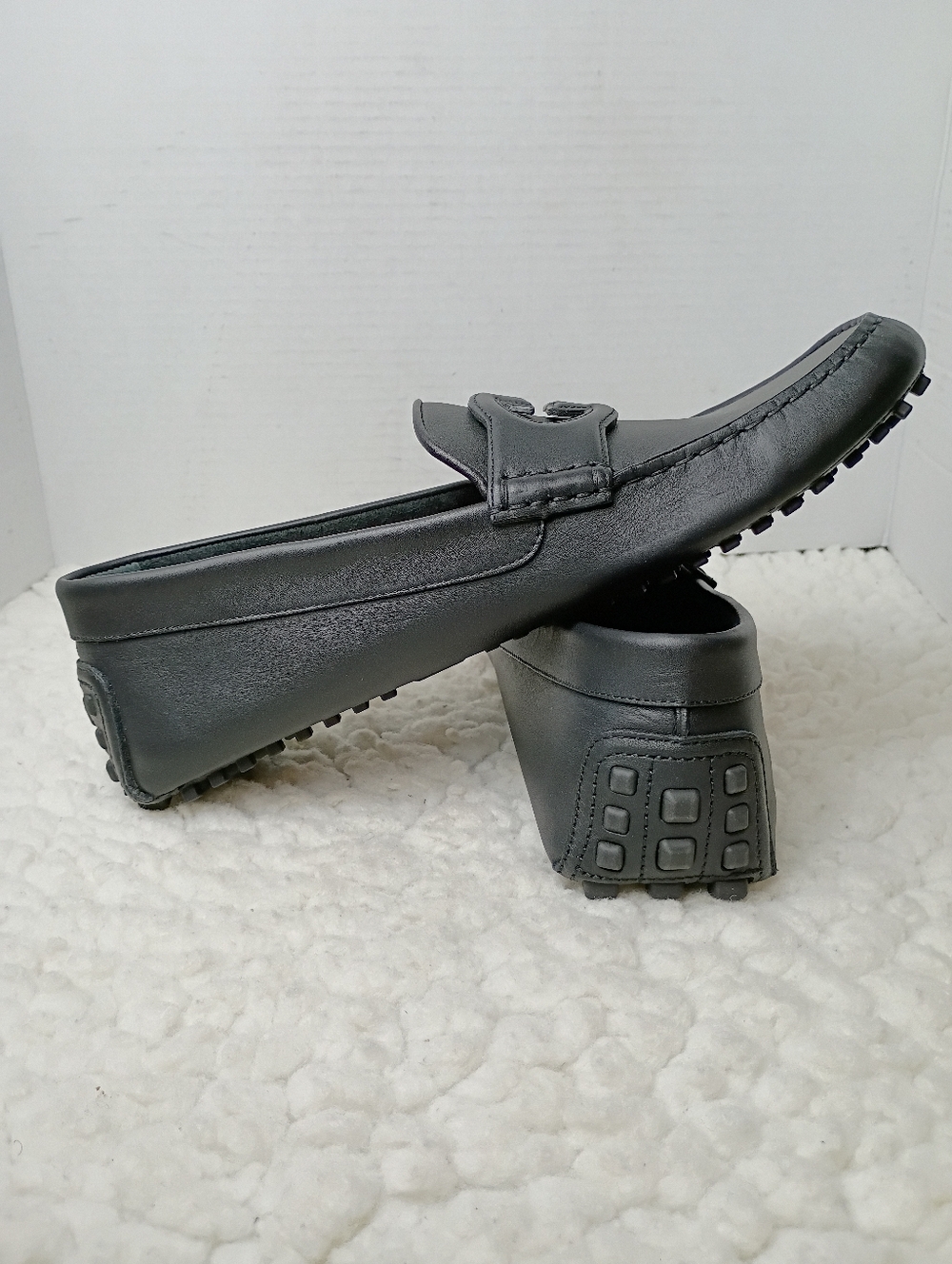 Gucci Ayrton Interlocking G Leather Drivers Black Loafers Mens 12 NWOB Italy - Picture 5 of 14